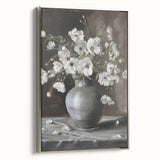 Elegant Floral Still Life - Monochrome Vase Living Room Wall Art