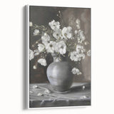Elegant Floral Still Life - Monochrome Vase Living Room Wall Art