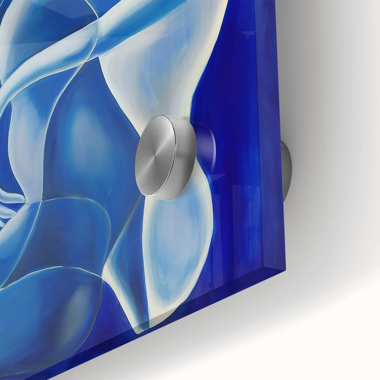 Close-up of an abstract figurative acrylic artwork on glass, showcasing vibrant colors and intricate details. Ideal for modern decor and art enthusiasts.