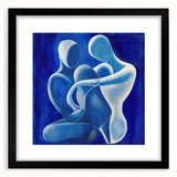 Abstract figurative frame featuring a sleek black mat and vivid artwork, ideal for modern decor. Front view showcases the frame's elegant design and craftsmanship.