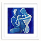 Abstract figurative art frame with a mat in white color, showcasing a contemporary design. Ideal for modern home decor, enhancing aesthetic appeal in any room.