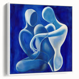 Abstract figurative framed canvas art in white, showcasing a modern design with subtle textures and soft colors, ideal for contemporary home decor.