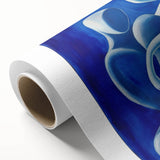 Abstract figurative rolled canvas artwork showcasing vibrant colors and dynamic shapes, ideal for modern decor, presented in a protective cardboard tube.