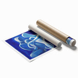 Abstract figurative rolled print showcasing vibrant colors and dynamic shapes, perfect for modern decor. Packaged securely in a durable tube for protection.
