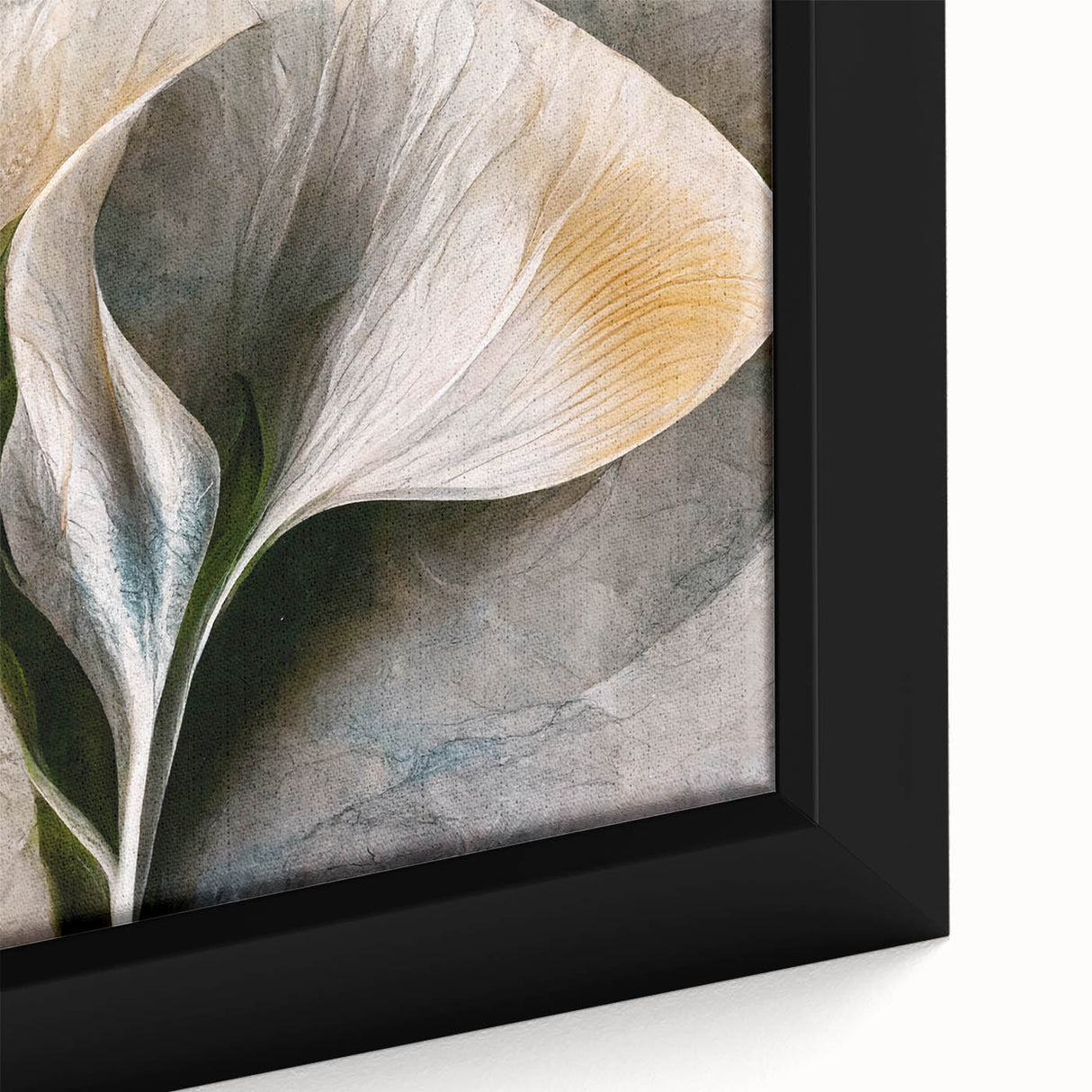 Close-up of a framed canvas wall art showcasing vibrant abstract floral designs in rich colors like blue, pink, and green, adding a modern touch to home decor.