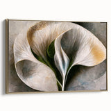 Framed abstract floral wall art on a canvas with elegant gold accents, showcasing vibrant colors and intricate designs, ideal for modern home decor.