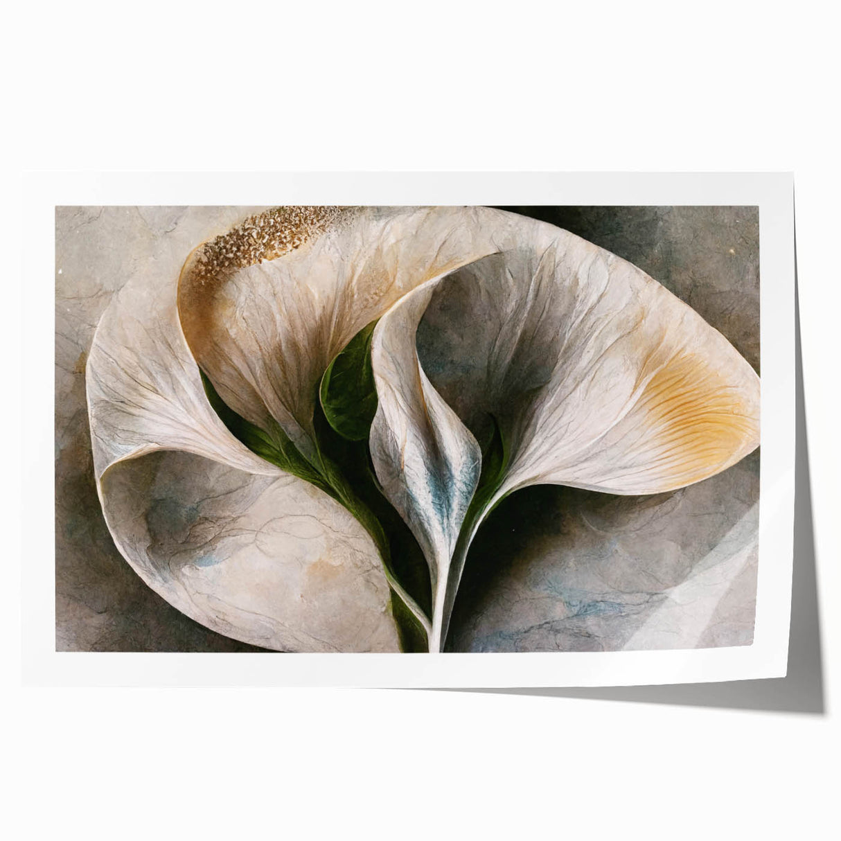 Abstract floral wall art print showcasing vibrant colors and intricate designs, rolled for easy transport and display, perfect for modern home decor.