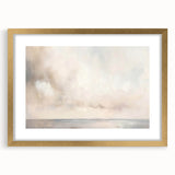 Abstract landscape wall art framed in gold with a white mat, showcasing vibrant colors and fluid shapes, perfect for modern home decor.