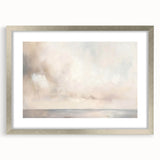 Abstract landscape wall art featuring a silver frame and mat, showcasing vibrant colors and dynamic shapes, ideal for modern home decor.