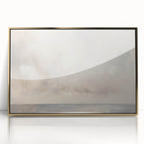 Framed abstract landscape wall art with gold accents, showcasing vibrant colors and fluid shapes, ideal for modern home decor and artistic interiors.