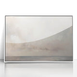 Framed abstract landscape wall art featuring vibrant colors and fluid shapes, set in a sleek white frame, perfect for modern home decor.