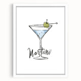 Abstract art print featuring swirling blue and green patterns on a white framed canvas, ideal for dining room decor.