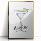 Art deco poster featuring assorted cocktails in gold frames, ideal for modern bar or kitchen decor.