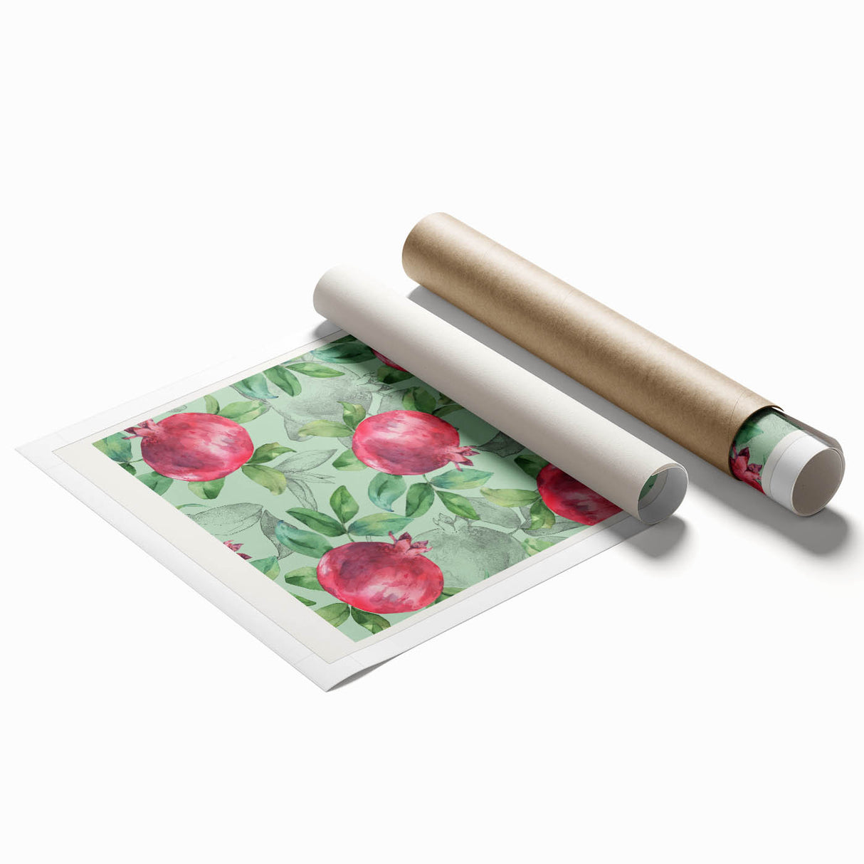 Extra large rolled print featuring vibrant watercolor fruits, ideal for classy bathroom or large living room wall art.