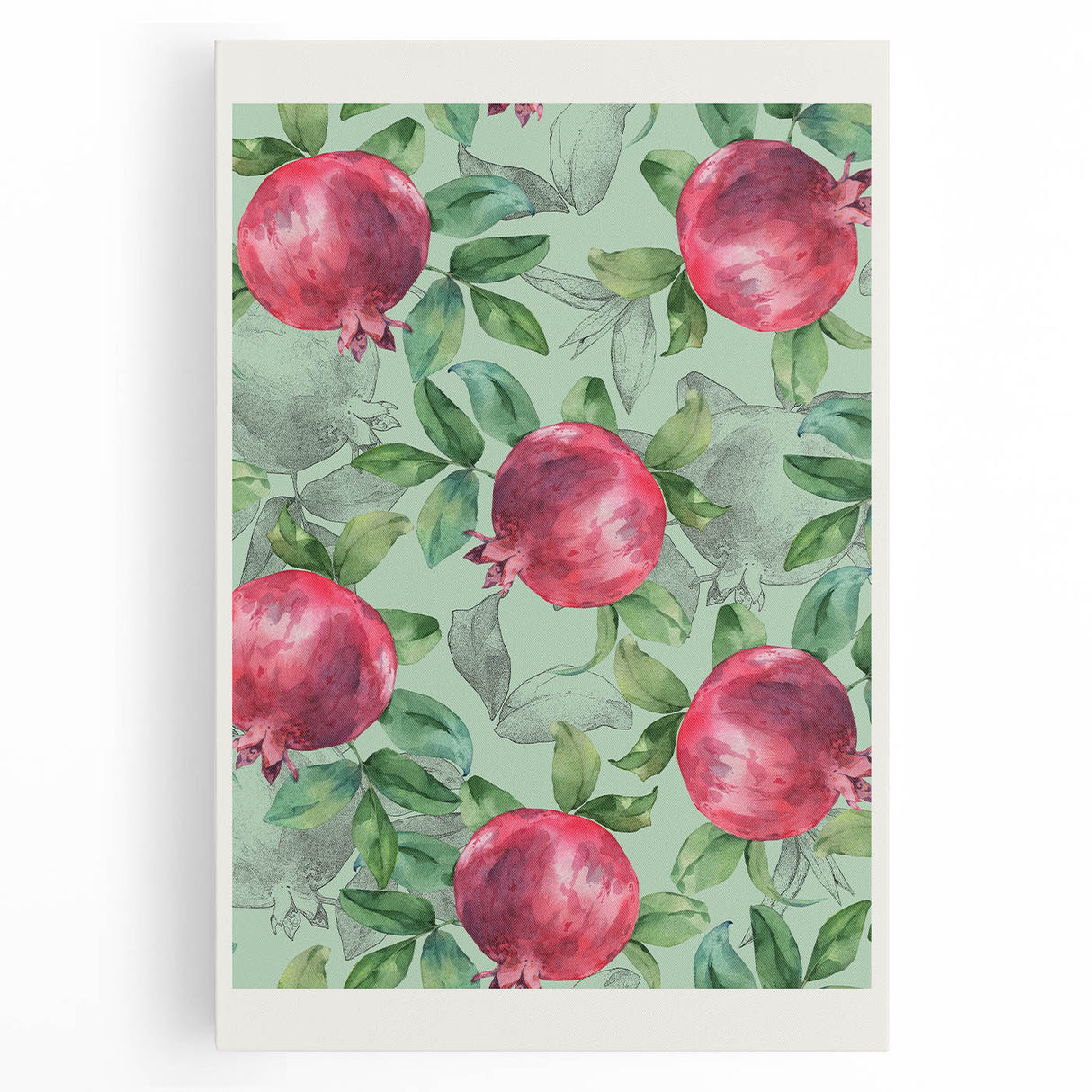 Black and white large art canvas depicting assorted fruits, ideal for kitchen wall art.