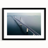 Landscape bridge frame with a black mat, showcasing a modern design. Perfect for enhancing home decor, this frame emphasizes artwork with a sleek, elegant finish.