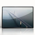 Framed acrylic artwork of a serene landscape bridge scene, featuring vibrant colors and intricate details, set against a sleek black frame for a modern touch.