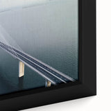 Framed canvas artwork showcasing a detailed landscape bridge scene with vibrant colors and textures, ideal for home or office decor, emphasizing nature's beauty.