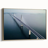 Framed canvas artwork of a scenic landscape bridge, showcasing vibrant colors and intricate details. The frame features an elegant gold finish, enhancing the visual appeal and making it a striking addition to home decor. Perfect for nature lovers and art enthusiasts alike.