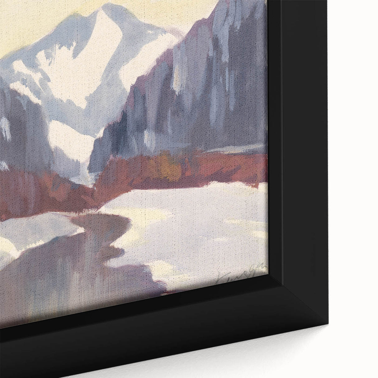 Winter Mountain Stream - Modern Wall Art of Snowy Landscape Scene