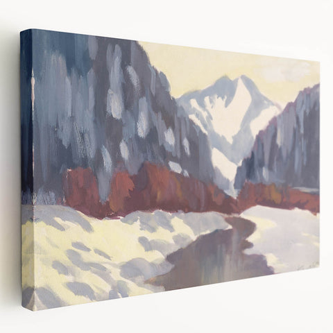 Winter Mountain Stream - Modern Wall Art of Snowy Landscape Scene