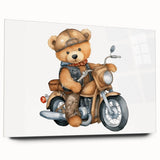 Adventurous Boys Room Wall Art – Teddy Bear on Motorcycle