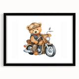 Adventurous Boys Room Wall Art – Teddy Bear on Motorcycle
