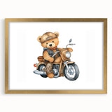 Adventurous Boys Room Wall Art – Teddy Bear on Motorcycle