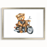 Adventurous Boys Room Wall Art – Teddy Bear on Motorcycle