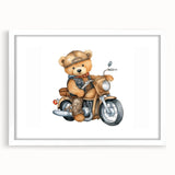 Adventurous Boys Room Wall Art – Teddy Bear on Motorcycle