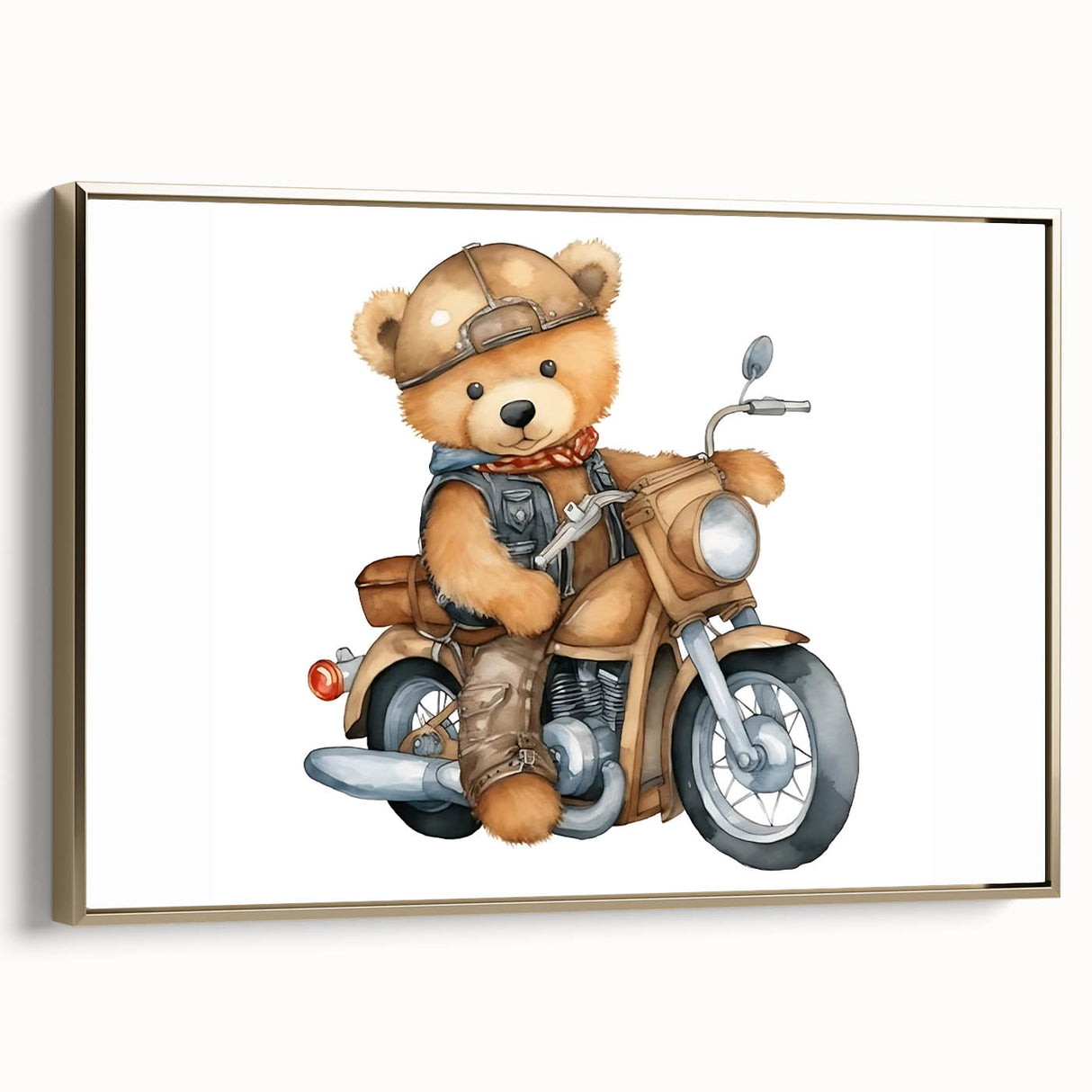 Adventurous Boys Room Wall Art – Teddy Bear on Motorcycle