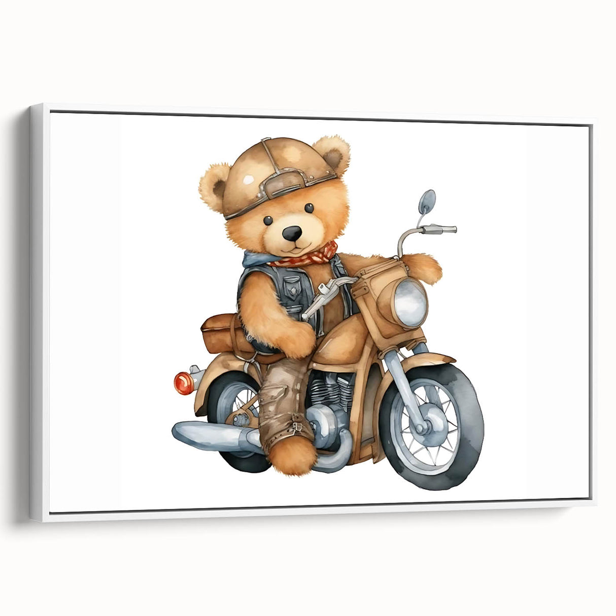 Adventurous Boys Room Wall Art – Teddy Bear on Motorcycle