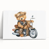 Adventurous Boys Room Wall Art – Teddy Bear on Motorcycle