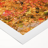 Art deco poster featuring an autumnal scene with warm orange and brown tones on rolled canvas.