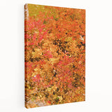 Side view of a large stretched canvas depicting a fall scene with orange and red leaves, ideal for kitchen wall art.