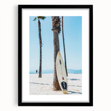 Extra large abstract art print with textured layers in vibrant summer hues on a black framed canvas.