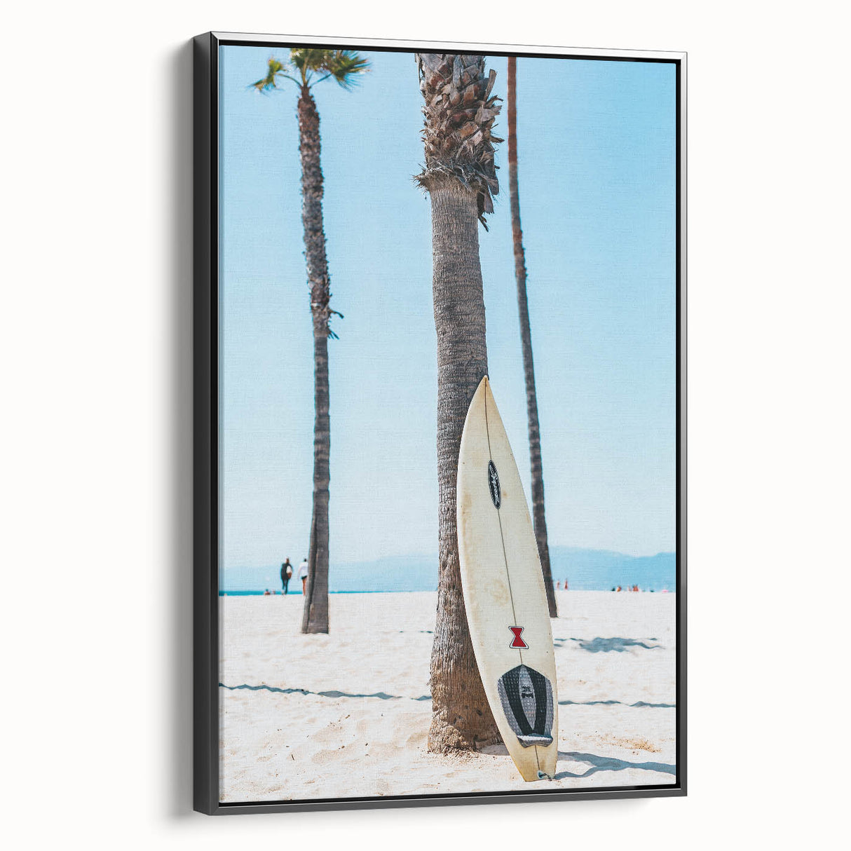 Black and white framed canvas featuring a vintage landscape painting, ideal for bedroom wall decor.