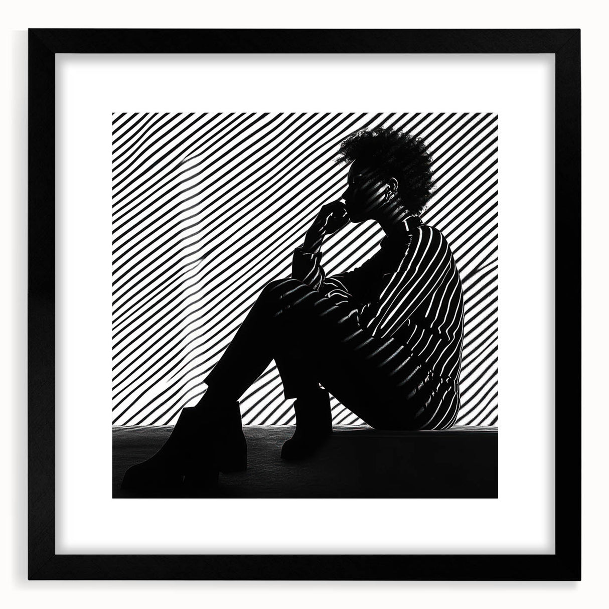 Striped Thoughts – Modern Silhouette Emotive Photography Print