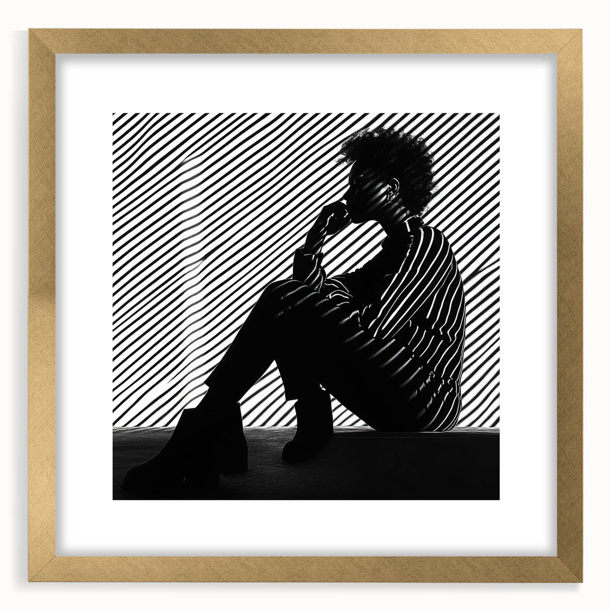 Striped Thoughts – Modern Silhouette Emotive Photography Print
