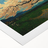 Golden Blossom Under Starry Sky – Large Living Room Wall Art