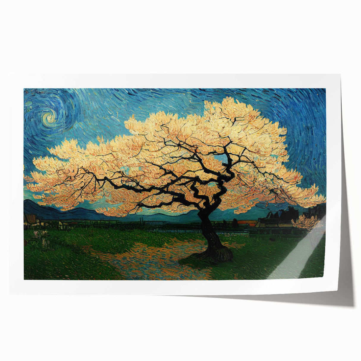Golden Blossom Under Starry Sky – Large Living Room Wall Art