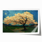 Golden Blossom Under Starry Sky – Large Living Room Wall Art