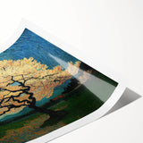 Golden Blossom Under Starry Sky – Large Living Room Wall Art