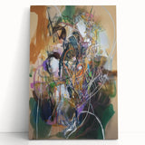 Earthy Abstract Office Wall Art - Green & Beige Corporate Decor