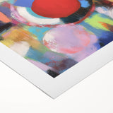 Abstract geometric rolled canvas artwork showcasing vibrant colors and intricate patterns, elegantly packaged in a protective cardboard tube, perfect for modern decor.