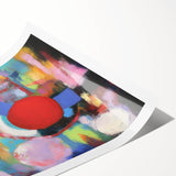 Abstract geometric rolled print showcasing vibrant colors and intricate patterns, elegantly packaged in a protective tube, ideal for modern home decor.