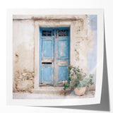 Extra large wall art featuring a Greek architecture door design in muted earth tones on glossy photo paper.