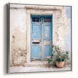 Framed canvas of a Greek architecture door design in black, ideal for adding a vintage touch to any room.