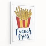 Large canvas print of colorful abstract dishes, ideal for kitchen wall art.