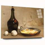 Large abstract wall art on acrylic glass showcasing assorted food dishes in vibrant colors.